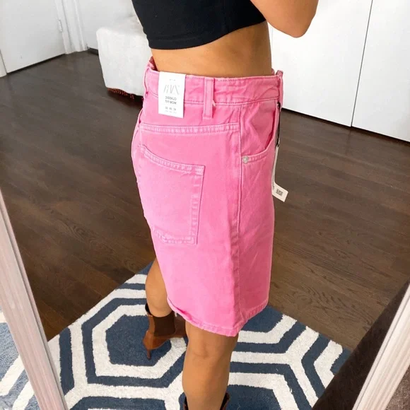 💗 ZARA PINK HIGH WAIST CLASSIC MOM JEAN SHORTS! - Picture 2 of 13
